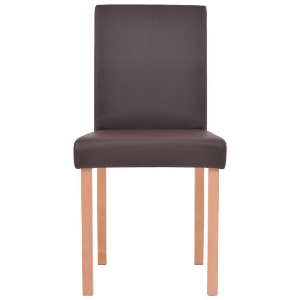 vidaXL Eettafel met stoelen kunstleer en eikenhout bruin 7 st