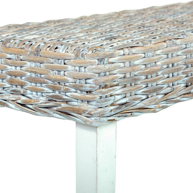 The Living Store Rattan Halbank - Wit - 160x35x45 cm - Kubu Rattan en Mangohout