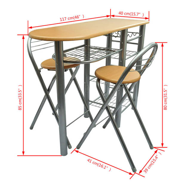 vidaXL Barset hout