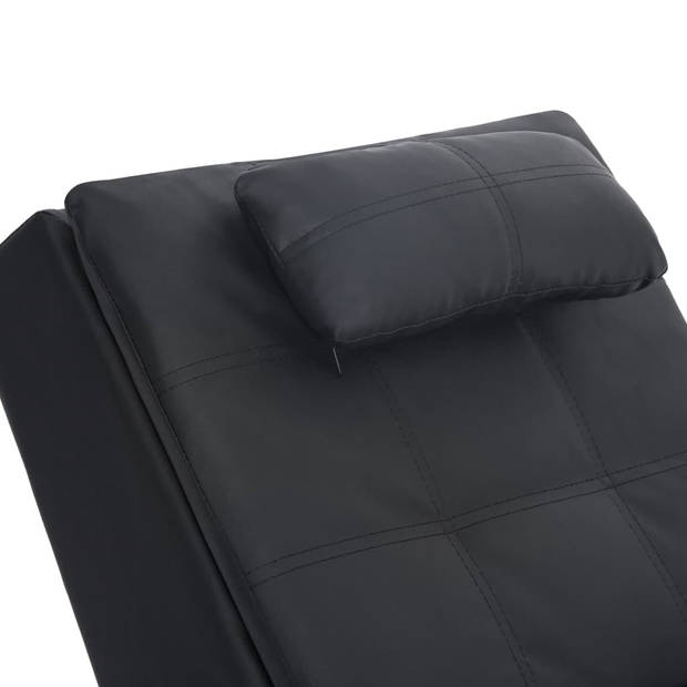 The Living Store Chaise Longue - Massage en Verwarming - 145 x 54 x 72 cm - Zwart - PVC 100%