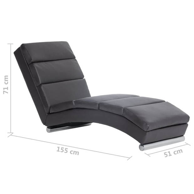 The Living Store Chaise Longue - Comfortabel Grijs - 155x51x71 cm - Roestvrijstalen Poten