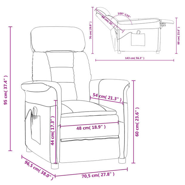 vidaXL Fauteuil elektrisch verstelbaar kunstsuèdeleer crèmekleurig