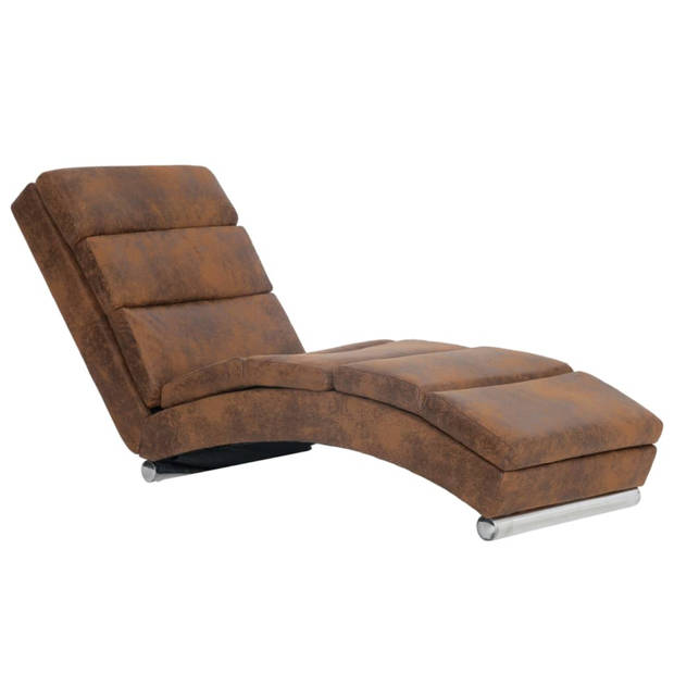 vidaXL Chaise longue kunstsuède bruin