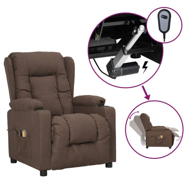 vidaXL Massagestoel elektrisch stof taupe