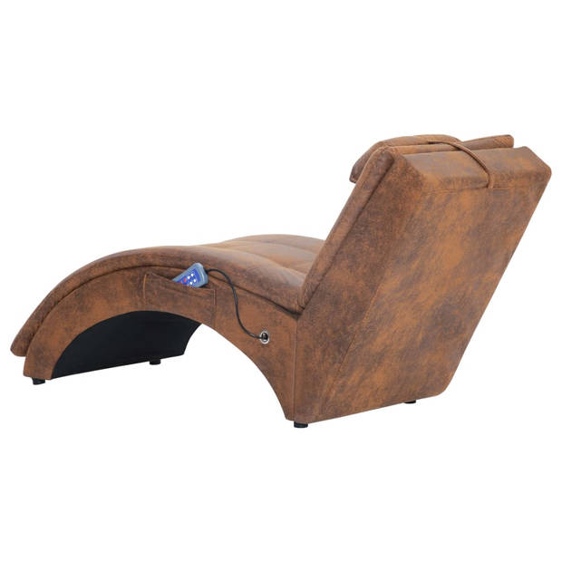 The Living Store Chaise Longue - Bruin - 142 x 55 x 73 cm - Massage en Verwarming