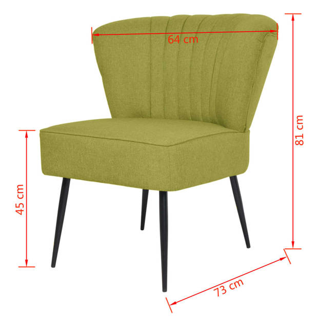 The Living Store Retro Cocktailstoel Groen - 64x73x81 cm - Dik gevuld met schuim - Multiplex en grenenhout frame