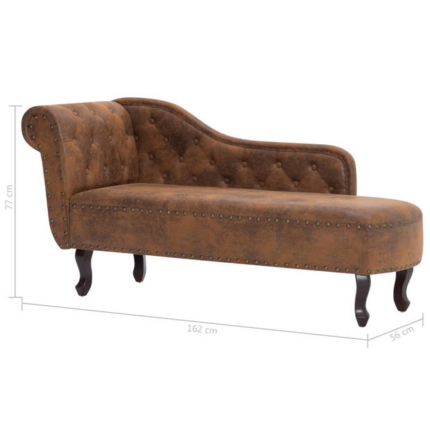 vidaXL Chaise longue kunstsuède bruin