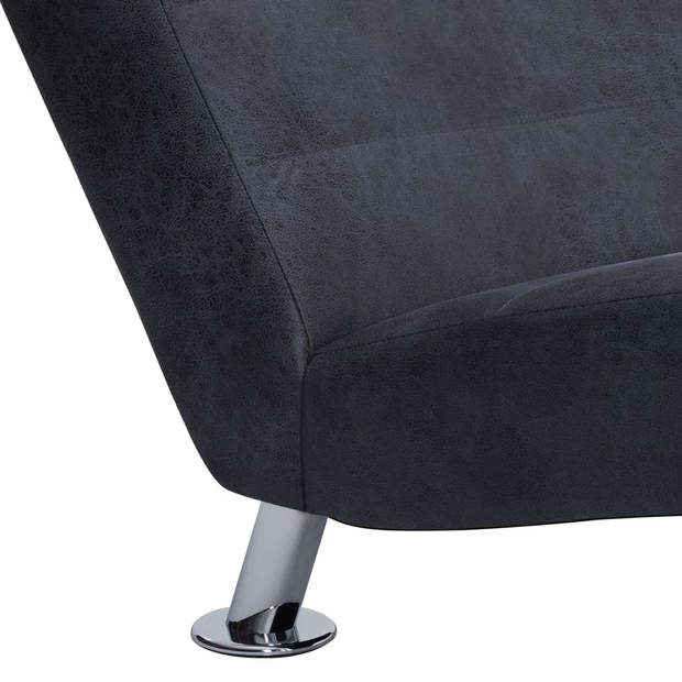 vidaXL Chaise longue met kussen kunstsuède grijs