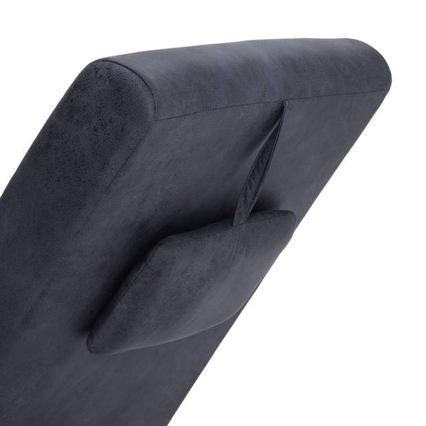 vidaXL Chaise longue met kussen kunstsuède grijs