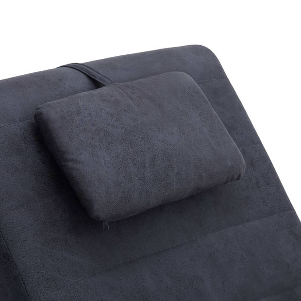 vidaXL Chaise longue met kussen kunstsuède grijs