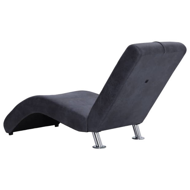 vidaXL Chaise longue met kussen kunstsuède grijs