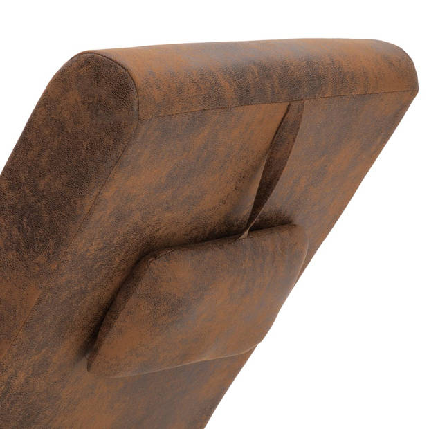 vidaXL Chaise longue met kussen kunstsuède bruin