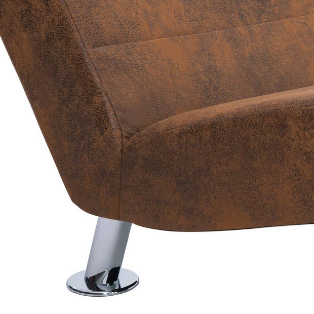 vidaXL Chaise longue met kussen kunstsuède bruin