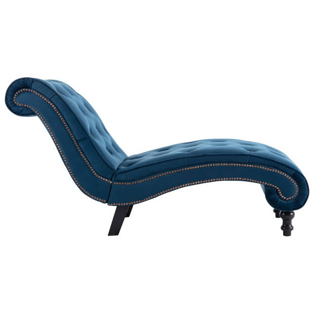 The Living Store Chaise Longue - 145 x 52 x 77 cm - Blauw Fluweel - Comfort - Elegantie