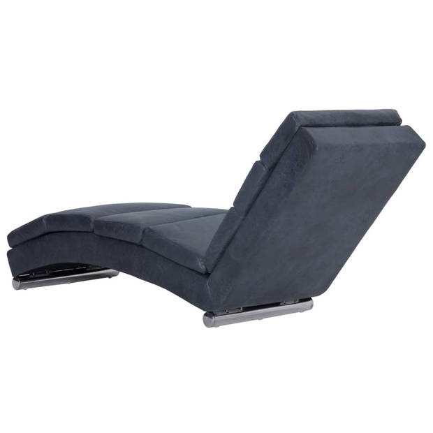 vidaXL Chaise longue kunstsuède grijs