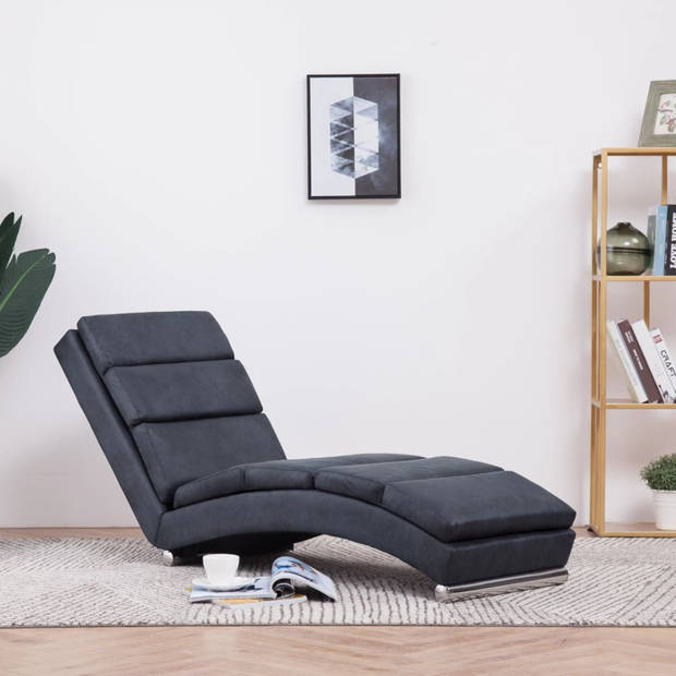 vidaXL Chaise longue kunstsuède grijs