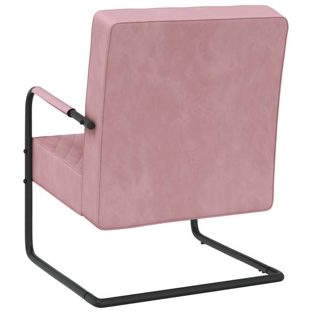 The Living Store Sledestoel Velvet - Roze/Zwart - 64x77x82 cm - Comfortabel en Stabiel