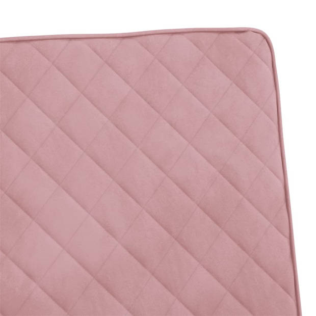 The Living Store Sledestoel Velvet - Roze/Zwart - 64x77x82 cm - Comfortabel en Stabiel