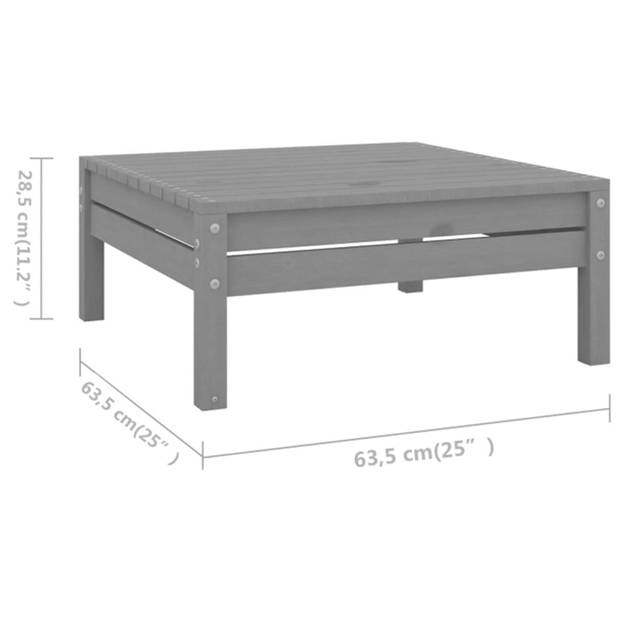 The Living Store Tuinmeubelset - Grenenhout - Grijs - Hoek/middenbank- 63.5 x 63.5 x 62.5 cm - Voetenbank/tafel- 63.5 x