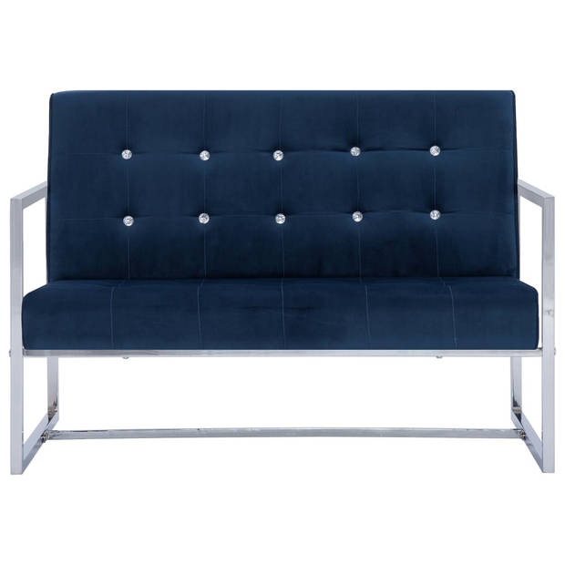 The Living Store Tweezitsbank - Fluweel - 114 x 78 x 81 cm - Blauw