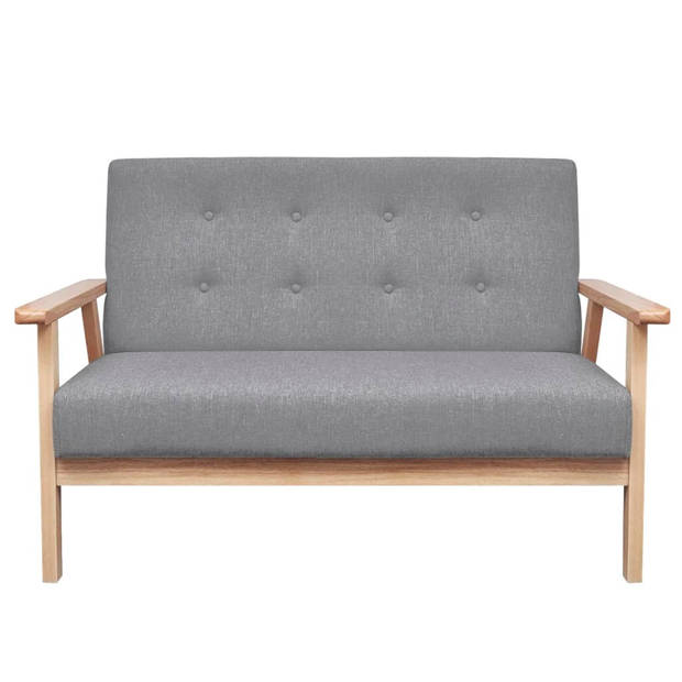 The Living Store Retro Sofa - Lichtgrijs - 113.5 x 67 x 73.5 cm - Houten frame