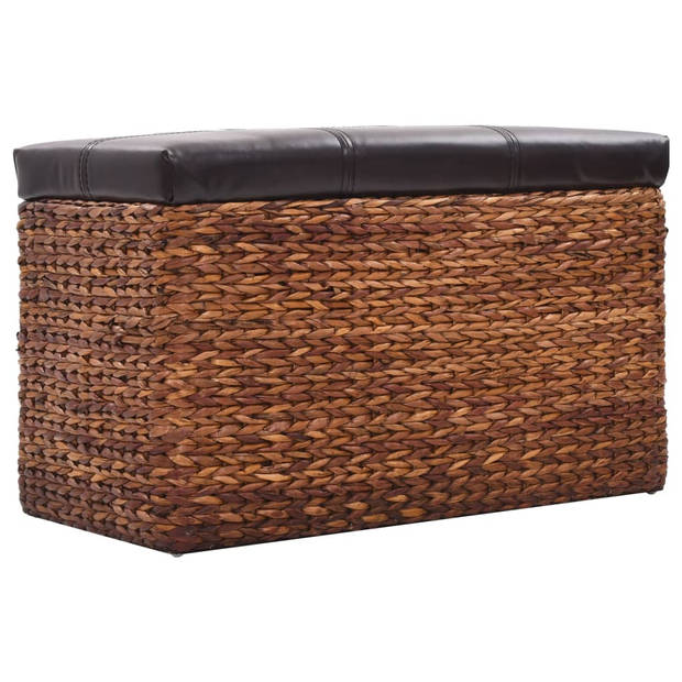 The Living Store Bankstel Zeegras - Bankje 75x38x46cm - Poefs 33x30x36cm - Bruin/Zwart