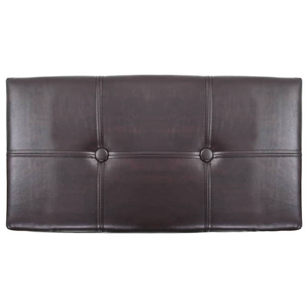 The Living Store Bankstel Zeegras - Bankje 75x38x46cm - Poefs 33x30x36cm - Bruin/Zwart