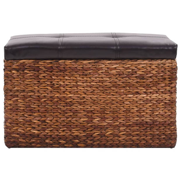 The Living Store Bankstel Zeegras - Bankje 75x38x46cm - Poefs 33x30x36cm - Bruin/Zwart