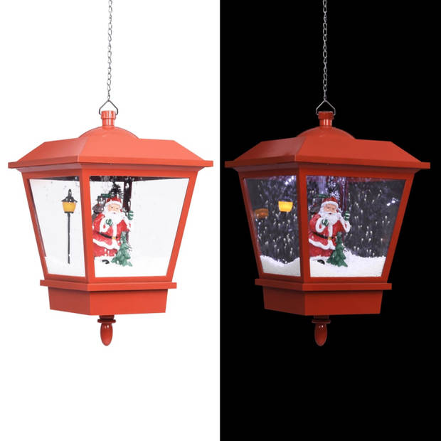 vidaXL Kersthanglamp met LED-lamp en kerstman 27x27x45 cm rood