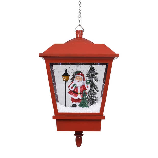 The Living Store Straatlantaarn Kerstman - 27x27x45 cm - LED - Met kunstsneeuw - Met vrolijke melodie - Rood