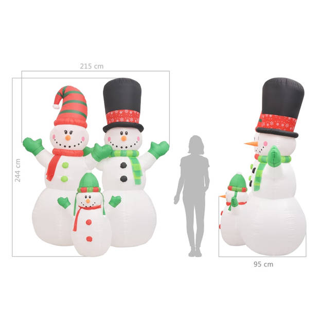 vidaXL Kerstsneeuwpoppen Santa Family opblaasbaar LED IP44 240 cm