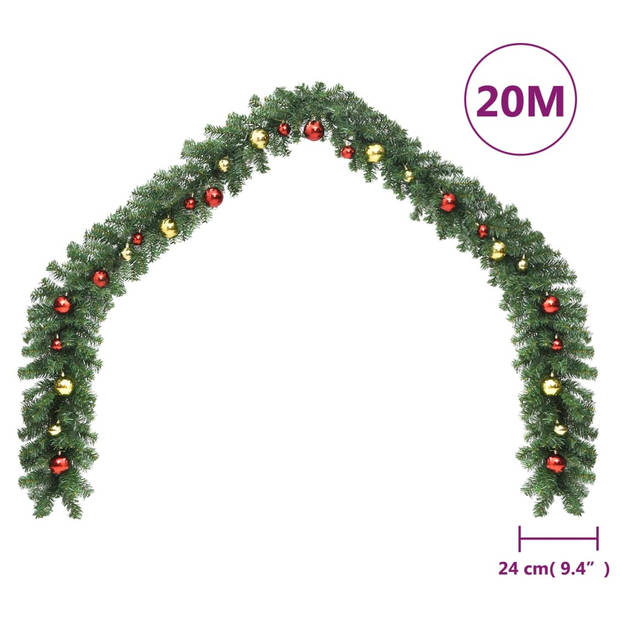 The Living Store Kerstslinger Groene Guirlande - 20m - 300 LEDs - 4 Lichteffecten