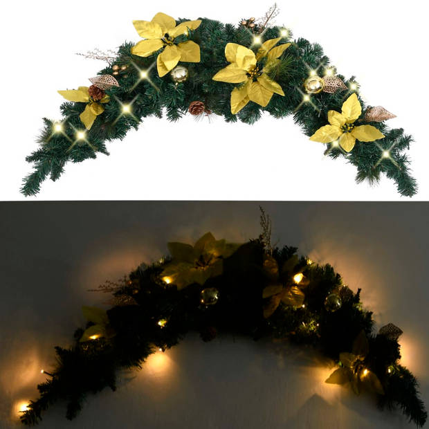 vidaXL Kerstboog met LED-lampjes 90 cm PVC groen