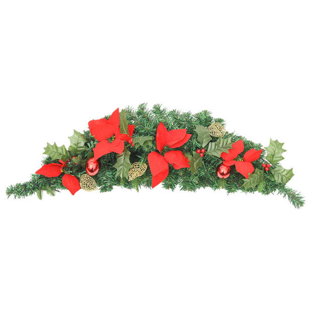 The Living Store Kerstboog - PVC - 90 cm - Met 20 LEDs - Rode decoratie