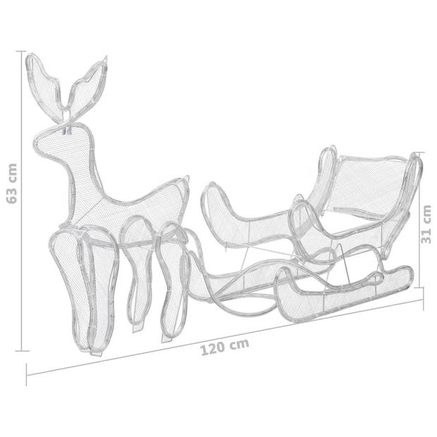 vidaXL Kerstverlichting rendier en slee met mesh 432 LED's
