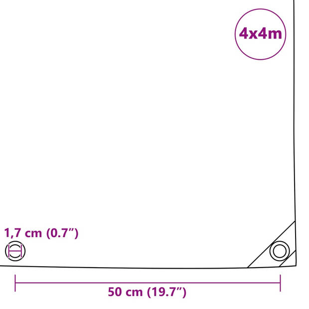 vidaXL Dekzeil 650 g/m² 4x4 m wit