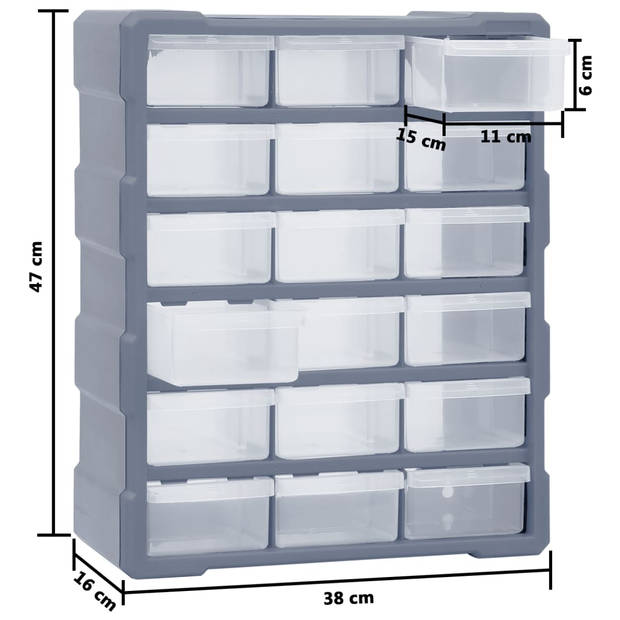 vidaXL Organiser met 18 medium lades 38x16x47 cm