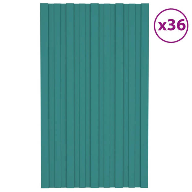 vidaXL Dakpanelen 36 st 80x45 cm gegalvaniseerd staal groen