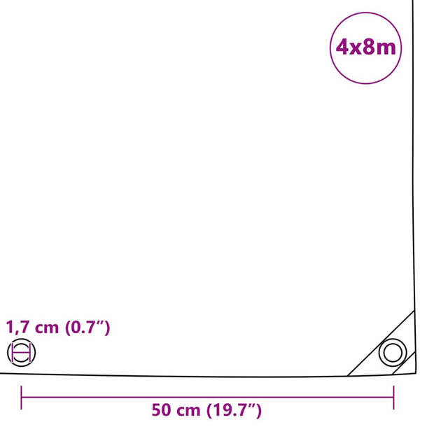 vidaXL Dekzeil 650 g/m² 4x8 m blauw