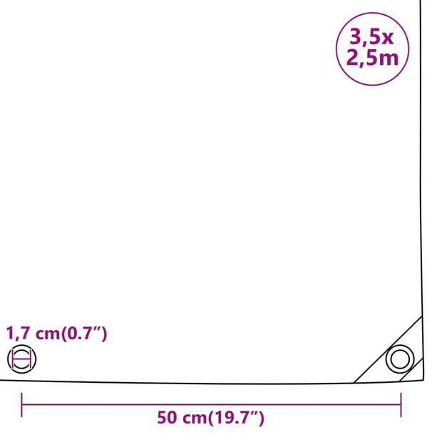 vidaXL Dekzeil 650 g/m² 3,5x2,55 m zwart