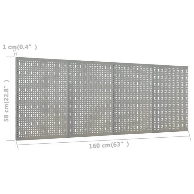 vidaXL Gaatjespanelen wandgemonteerd 4 st 40x58 cm staal