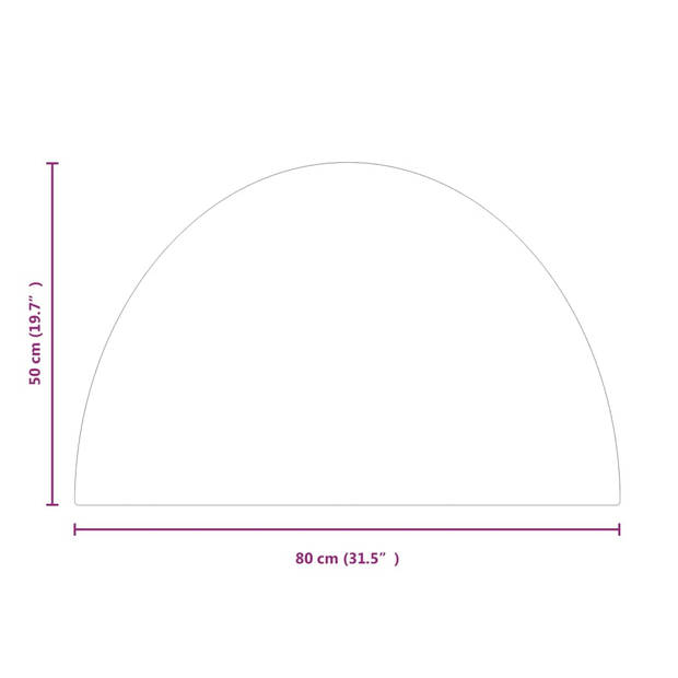 vidaXL Glasplaat voor openhaard half rond 800x500 mm