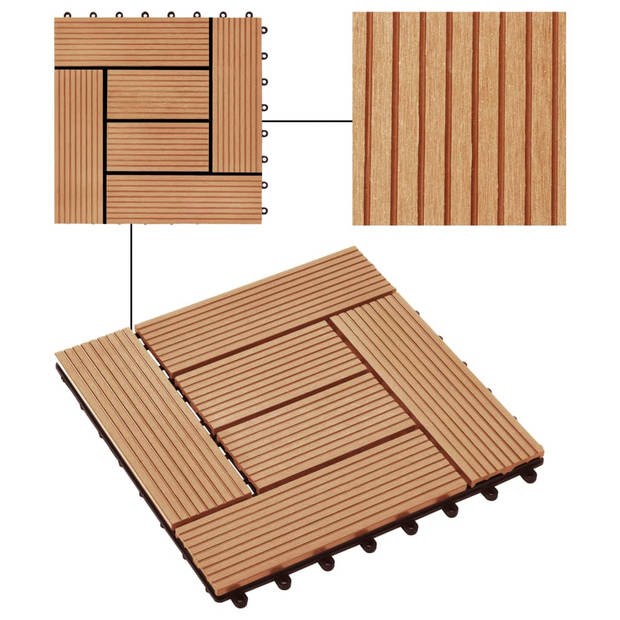 vidaXL Terrastegels 30x30 cm 1 m² HKC teakkleur 11 st