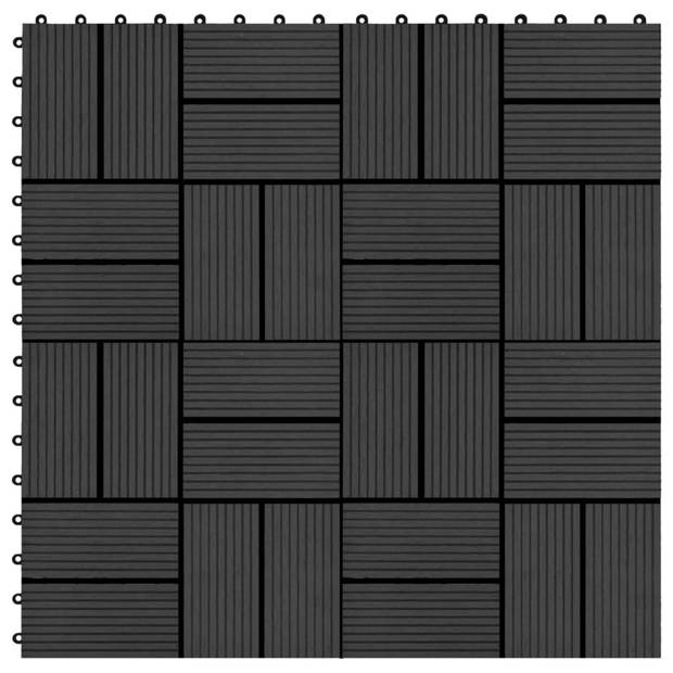 vidaXL Terrastegels 30x30 cm 1 m² HKC zwart 11 st