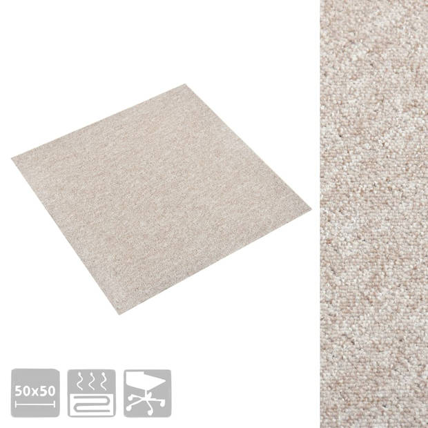 vidaXL Tapijttegels 20 st 5 m² 50x50 cm lichtbeige