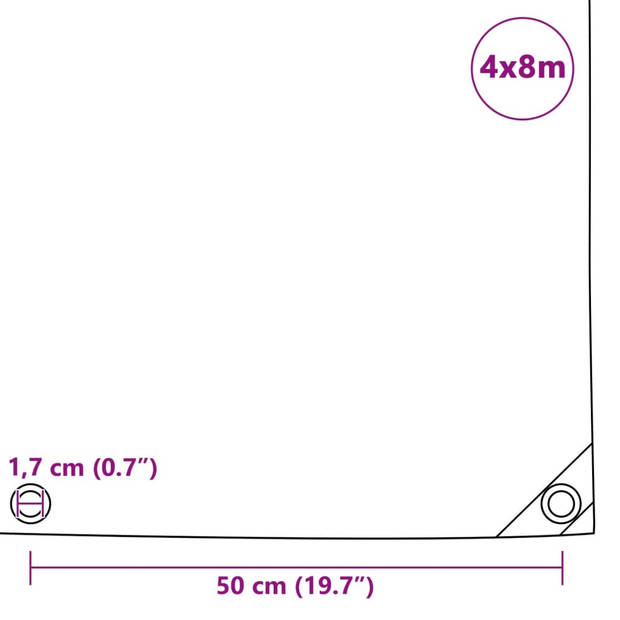 vidaXL Dekzeil 650 g/m² 4x8 m wit