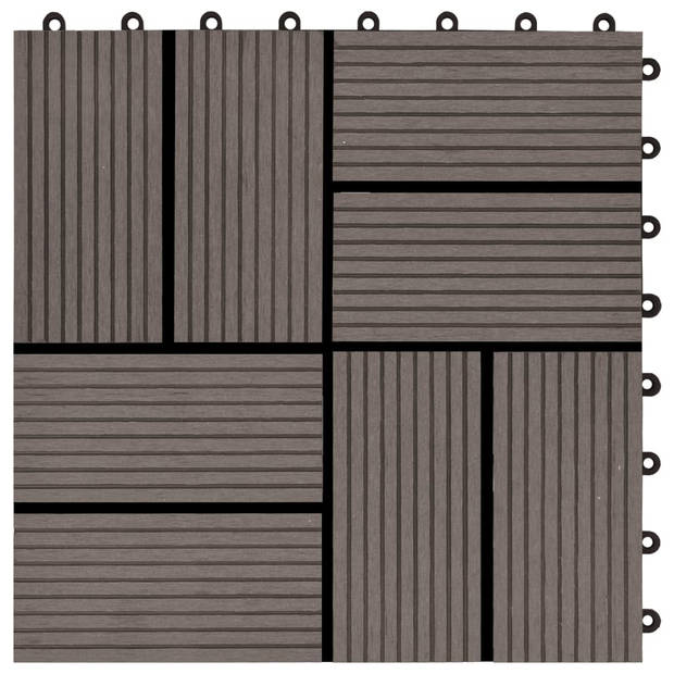 vidaXL Terrastegels 30x30 cm 1 m² HKC donkerbruin 11 st