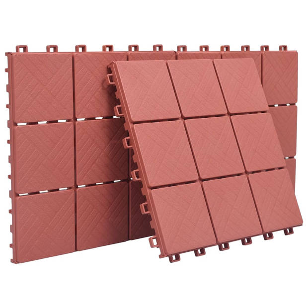 vidaXL Terrastegels 10 st 30,5x30,5 cm kunststof rood