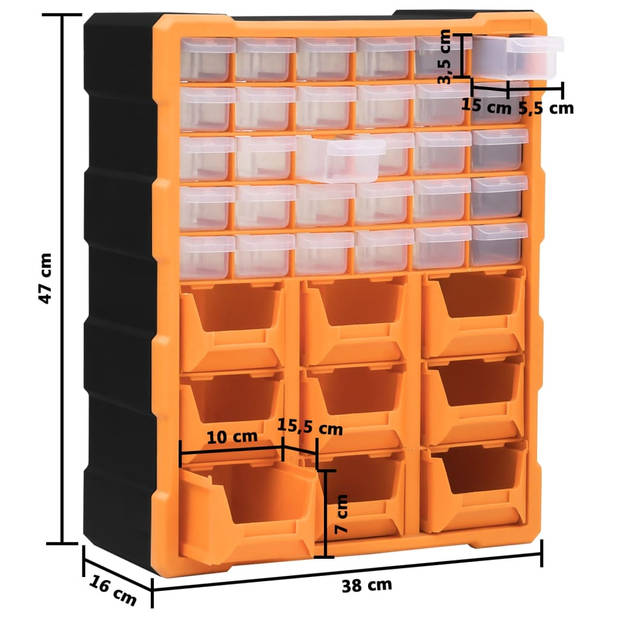 vidaXL Organiser met 39 lades 38x16x47 cm