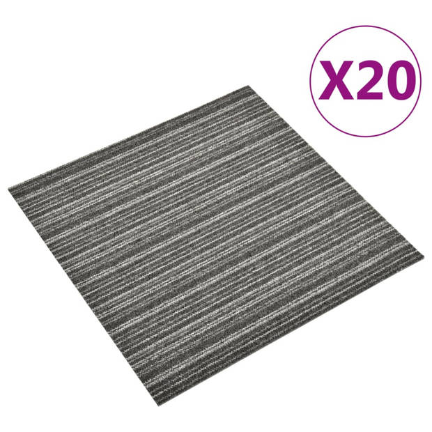 vidaXL Tapijttegels 20 st 5 m?? 50x50 cm gestreept antraciet